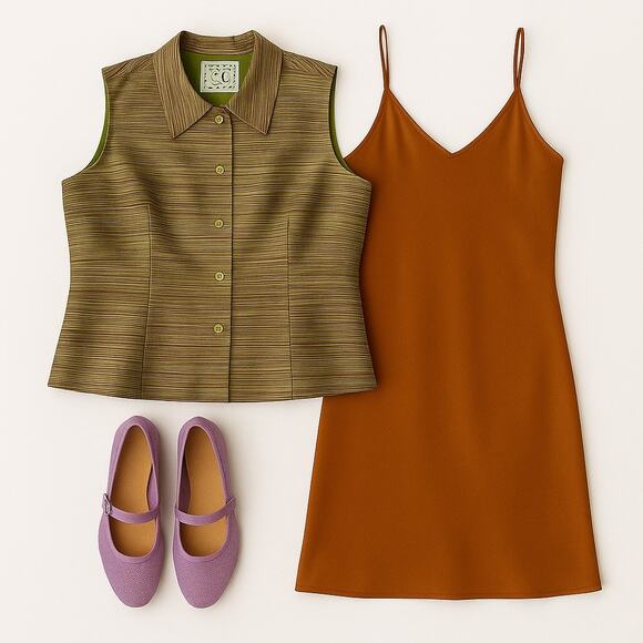 VINTAGE ICE Silk Striped Sleeveless Top | Size 10 | Green | Statement Y2K Formal - Picture 4 of 14